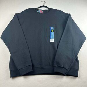 Hanes Premium EcoSmart Unisex Black Fleece Sweatshirt Adult Size Large NWT